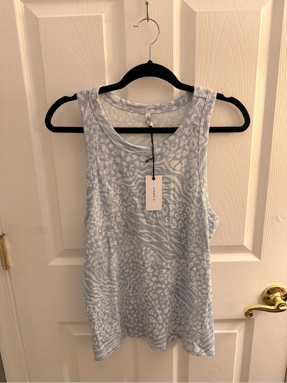 Light Blue Animal-Print Sleeveless Tank Top - Unknown Brand